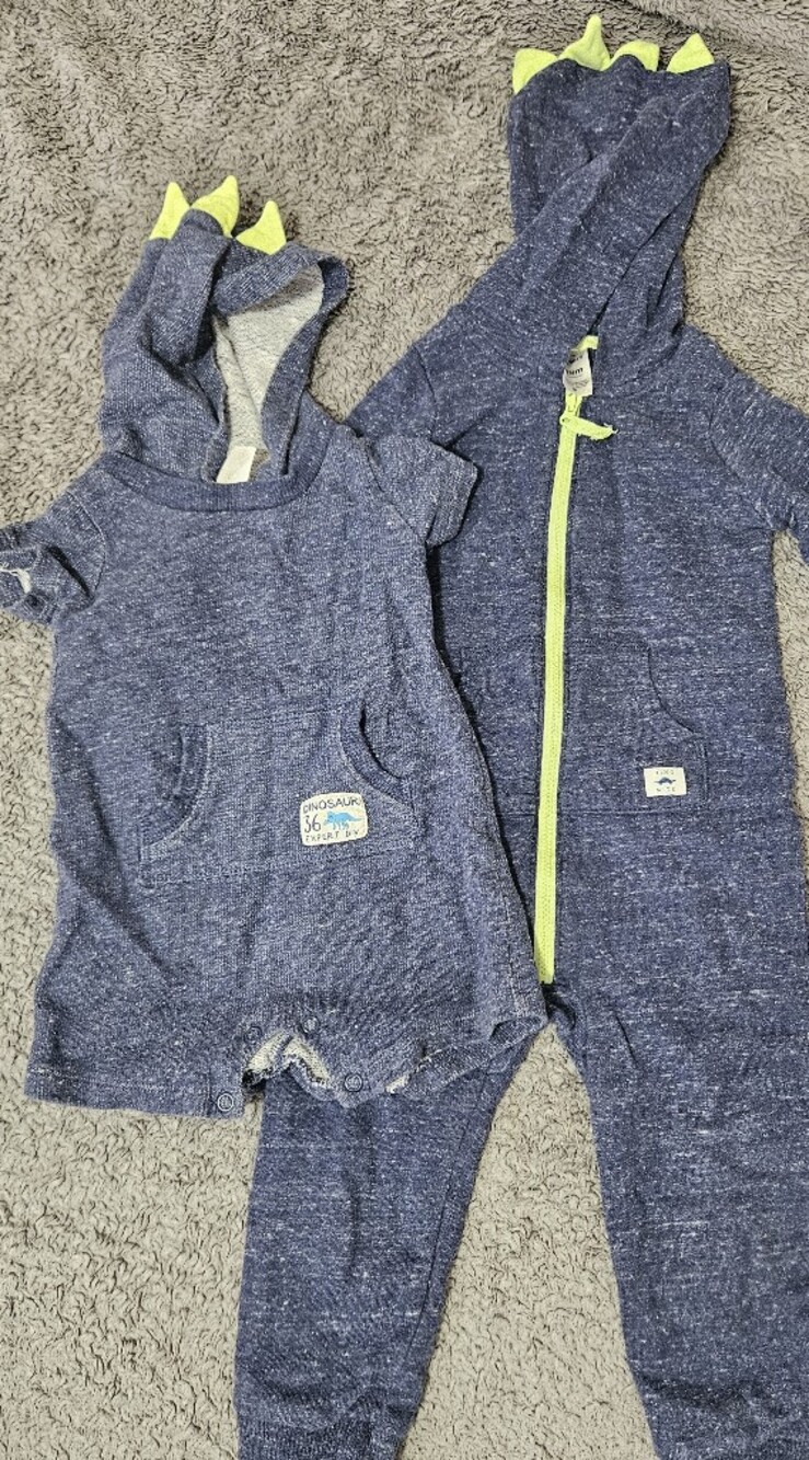 Carter Navy Denim Style Dino One Pieces Set Of Two